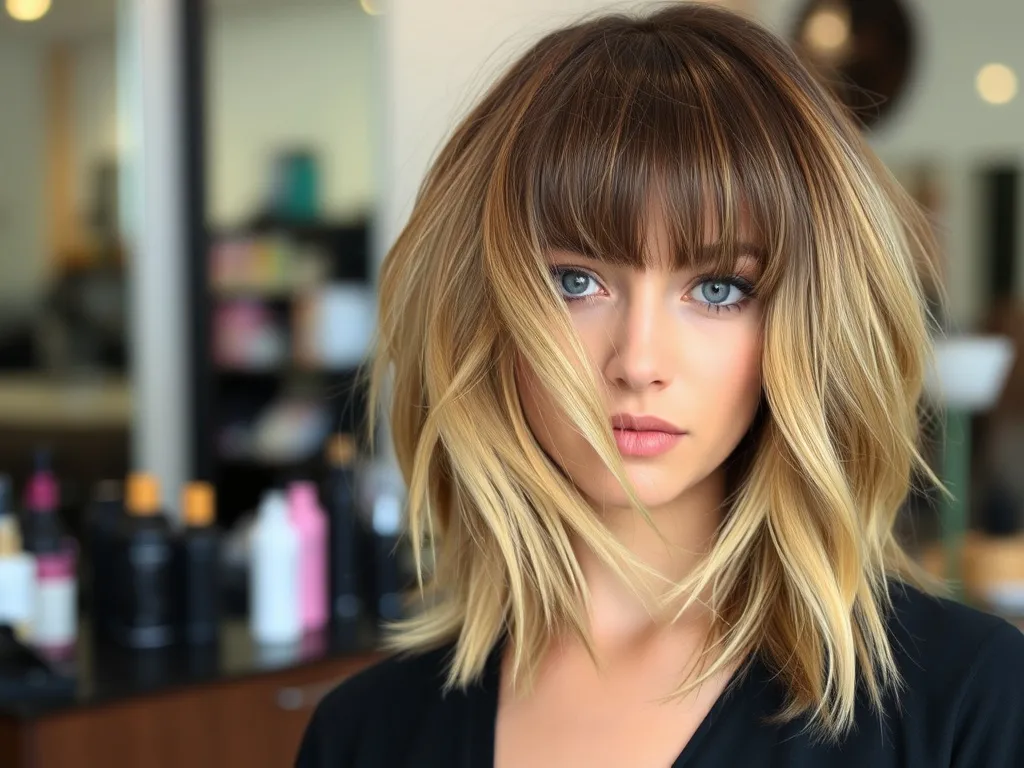 fryzury do ramion z grzywką